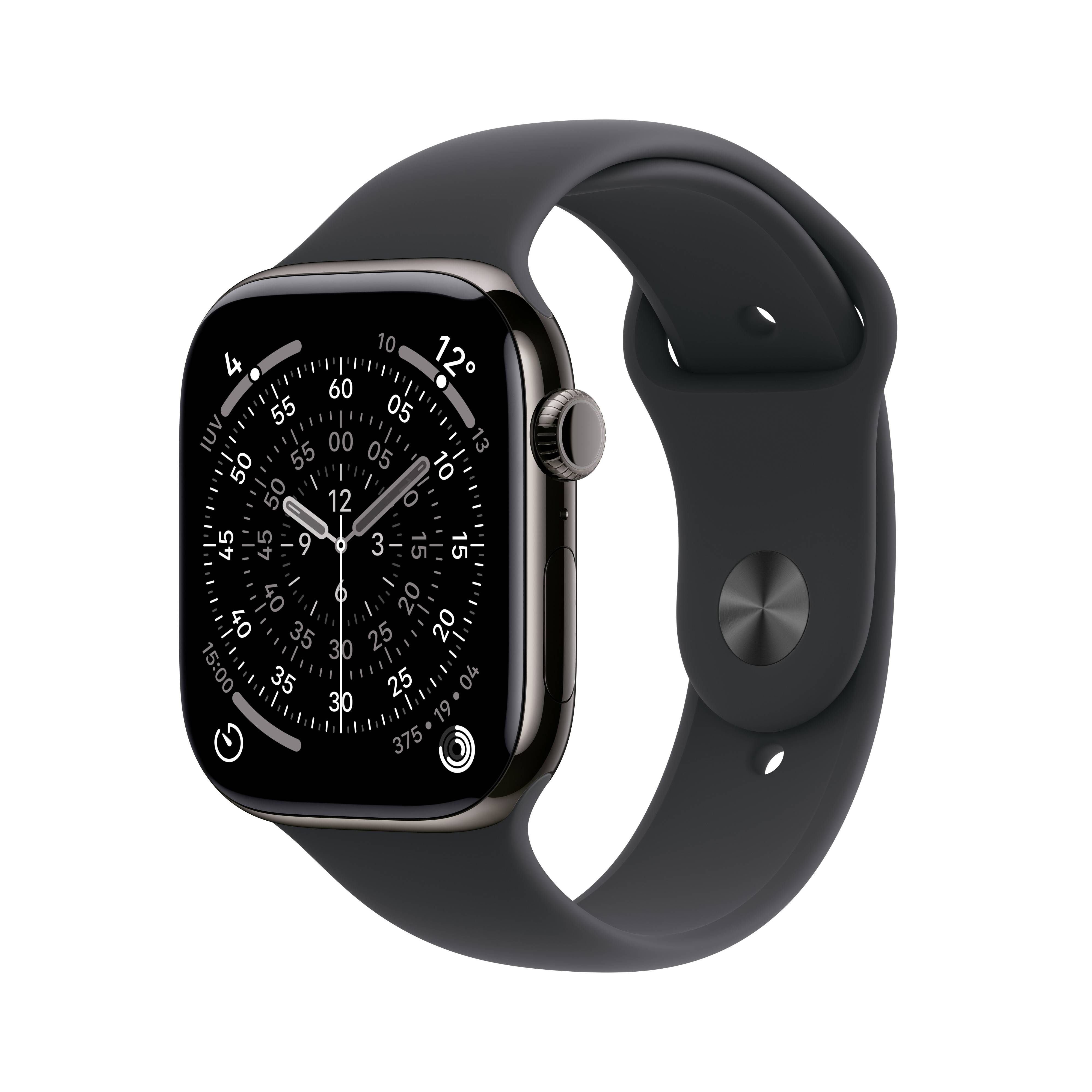 Apple Watch Series 11 GPS + Cellular 46mm Slate Titanium Case with Black Sport Band - M/L